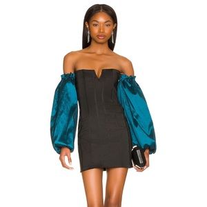 Lovers+Friends Savannah Mini Dress in Black & Emerald